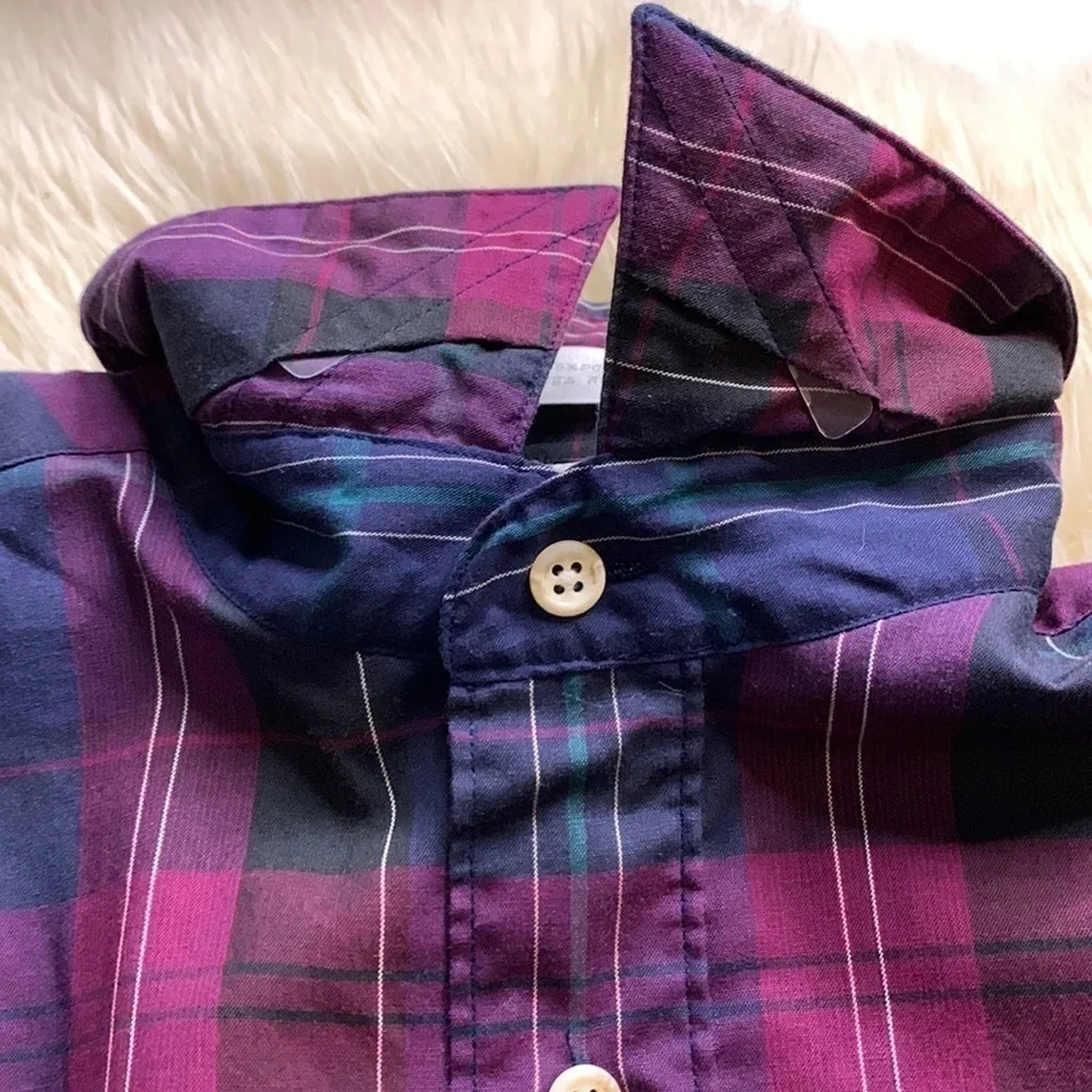 Vintage Christian Dior long sleeve plaid button down men’s shirt medium